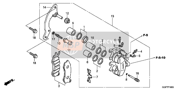 Honda NSC50MPD 2014 Pinza de freno delantero para un 2014 Honda NSC50MPD